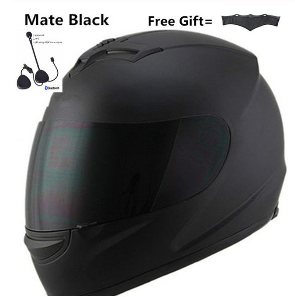 Motorcycle Full Face Helmet Sun Shield Bluetooth Matte Black - Gymjunior